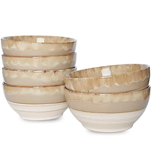 Reactive Dessert Bowls, 16 oz, Set of 6, Brown Grey
