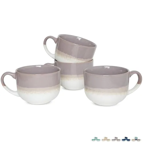 Reactive Latte Mugs, 16 oz, Set of 4, Purple