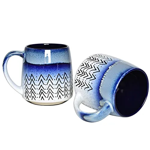 Coffee Mugs, 16 oz, Set of 2, Blue
