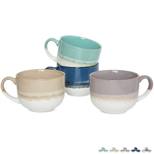 Reactive Latte Mugs, 16 oz, Set of 4, Multicolour