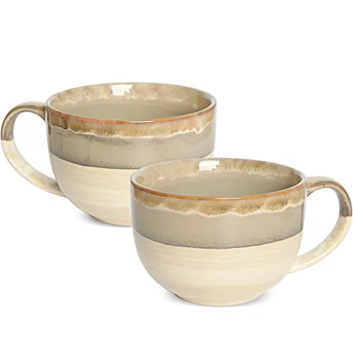 Jumbo Mugs, 23 oz, Set of 2, Brown Grey