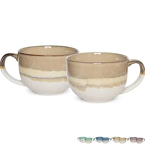 Jumbo Mugs, 23 oz, Set of 2, Brown Grey