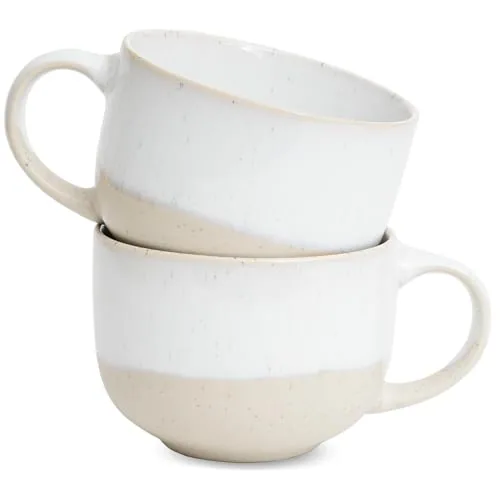 Reactive Big-Handle Mugs, 16 oz, Set of 2, White