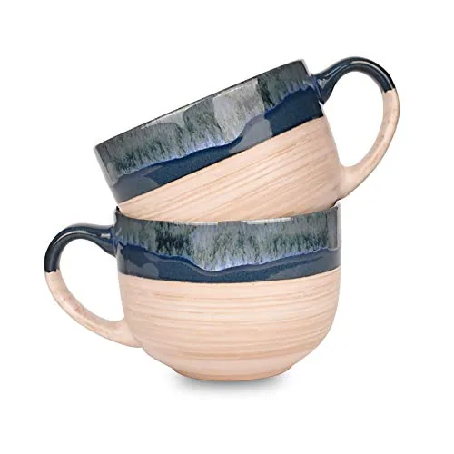 Latte Mugs, 16 oz, Set of 2, Prussian Blue