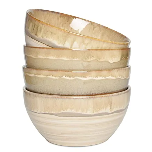 Reactive Soup Bowls, 26 oz, Set of 4, Brown Grey