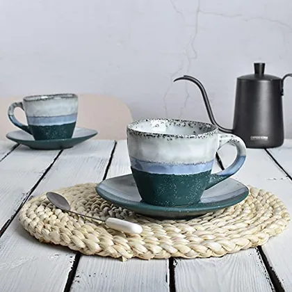 A Bosmarlin mug in a reactive glaze