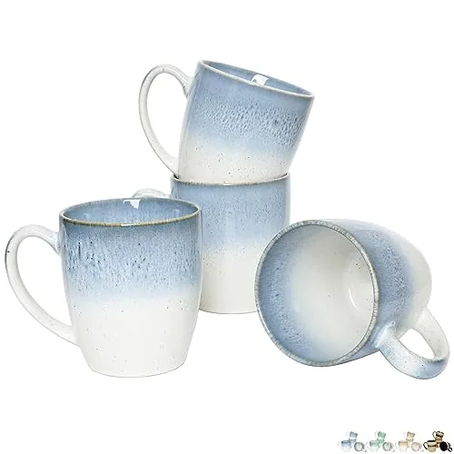Reactive Big-Handle Mugs, 17 oz, Set of 4, Blue
