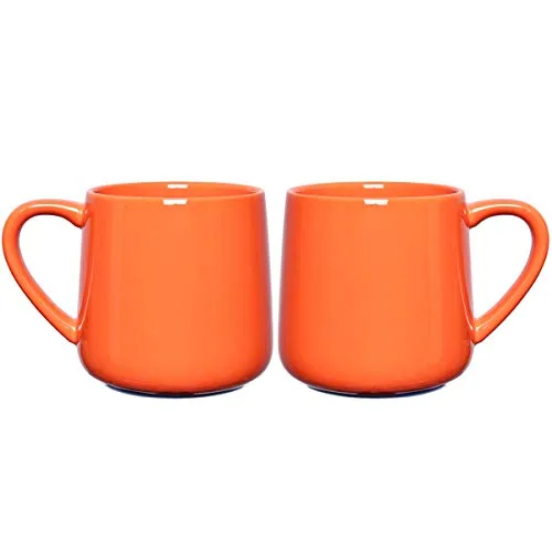 Glossy Coffee Mugs, 18 oz, Set of 2, Orange