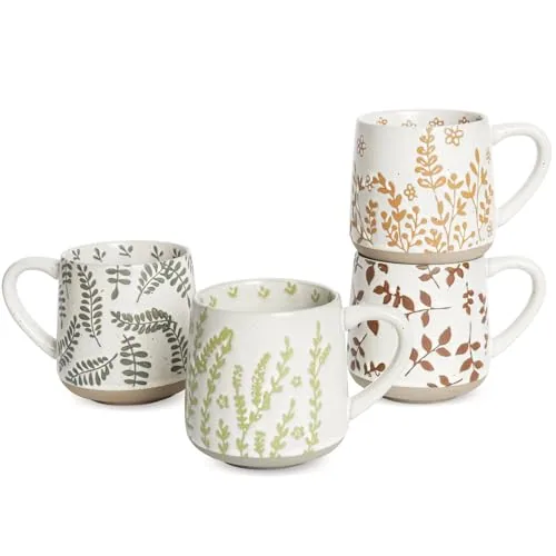 Big-Handle Mugs, 18 oz, Set of 4, Multicolour