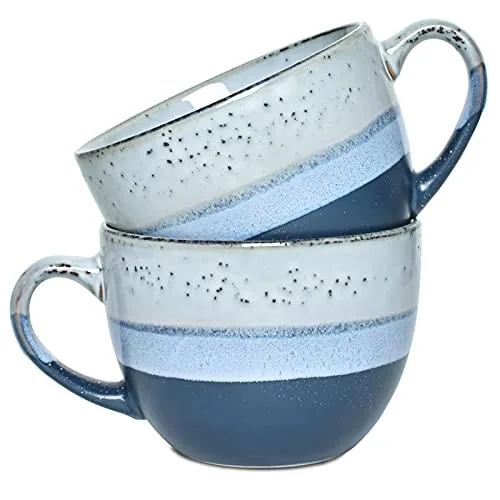 Latte Mugs, 18 oz, Set of 2, Blue