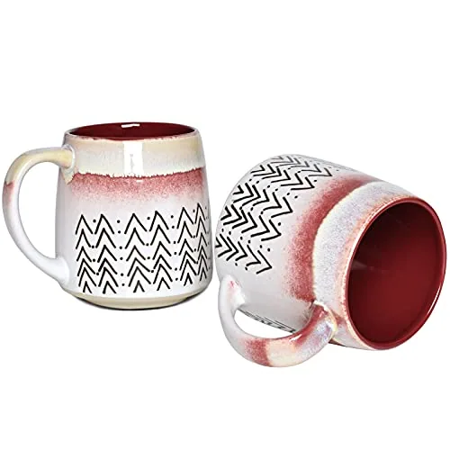 Coffee Mugs, 16 oz, Set of 2, Wine Red
