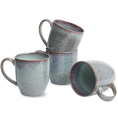 Reactive Big-Handle Mugs, 17 oz, Set of 4, Dark Violet