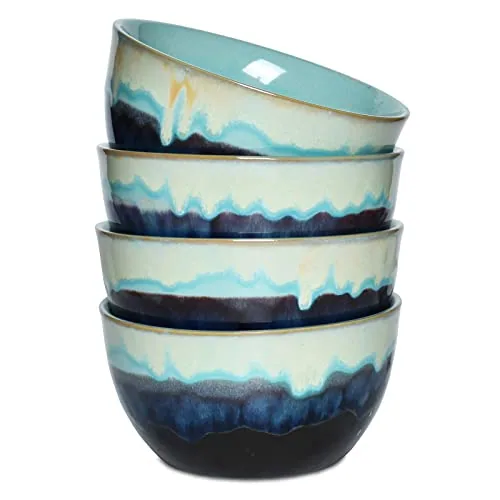 Reactive Soup Bowls, 26 oz, Set of 4, Pastel Blue