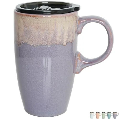 Reactive Travel Mug with Handle, 18 oz, Deep Purple