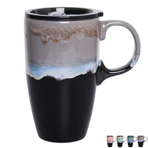 Reactive Travel Mug with Handle, 18 oz, Grey