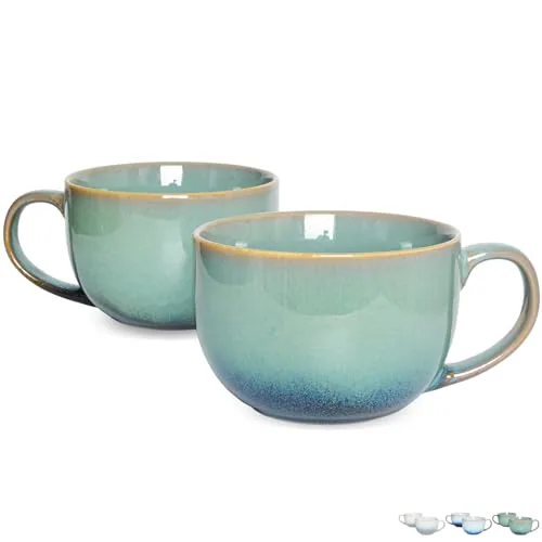 Jumbo Mugs, 23 oz, Set of 2, Pale Green