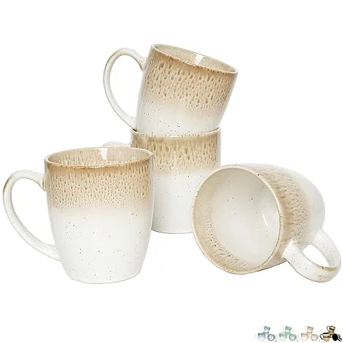 Reactive Big-Handle Mugs, 17 oz, Set of 4, Brown
