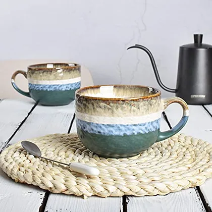 A Bosmarlin mug in a reactive glaze