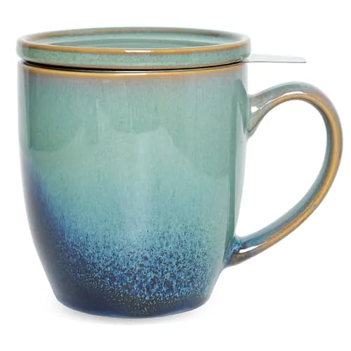 Reactive Tea Infuser Mug with Lid, 16 oz, Pale Green
