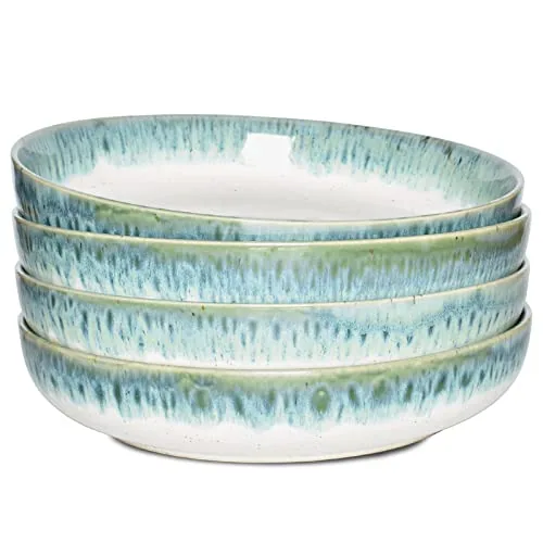 Reactive Pasta Bowls, 40 oz, Set of 4, Light Turquoise