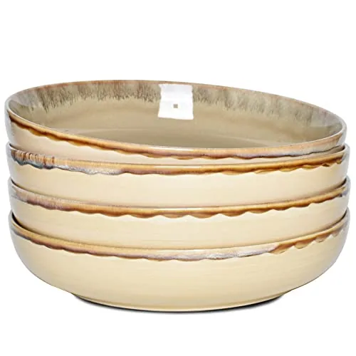Reactive Pasta Bowls, 40 oz, Set of 4, Brown Grey