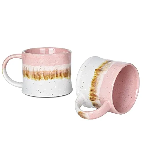 Coffee Mugs, 15 oz, Set of 2, Pink