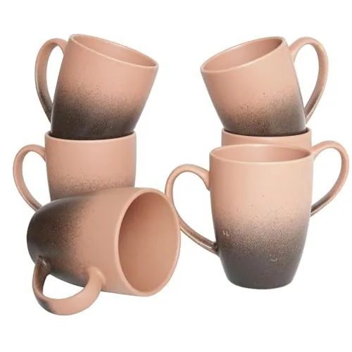 Reactive Big-Handle Mugs, 15 oz, Set of 6, Gradient Rose
