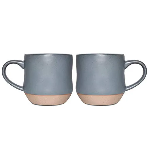 Speckled Coffee Mugs, 17 oz, Set of 2, Blue