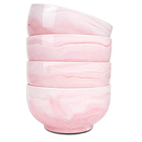 Marbled Soup Bowls, 33 oz, Set of 4, Pink