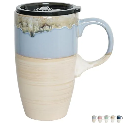 Reactive Travel Mug with Handle, 18 oz, Light Blue