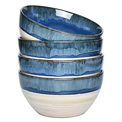 Reactive Soup Bowls, 26 oz, Set of 4, Deep Blue, bowls